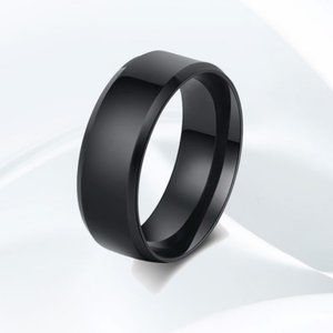 Black Titanium Steel Mens Ring